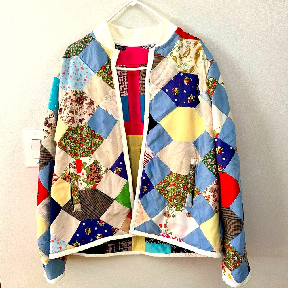 Handmade Vintage Quilt Coat. Sz L